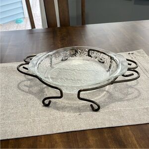 Princess House Fantasia Pie Dish with  Metal Stand